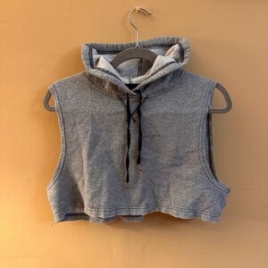 Gray Sleeveless Hoodie Crop Top